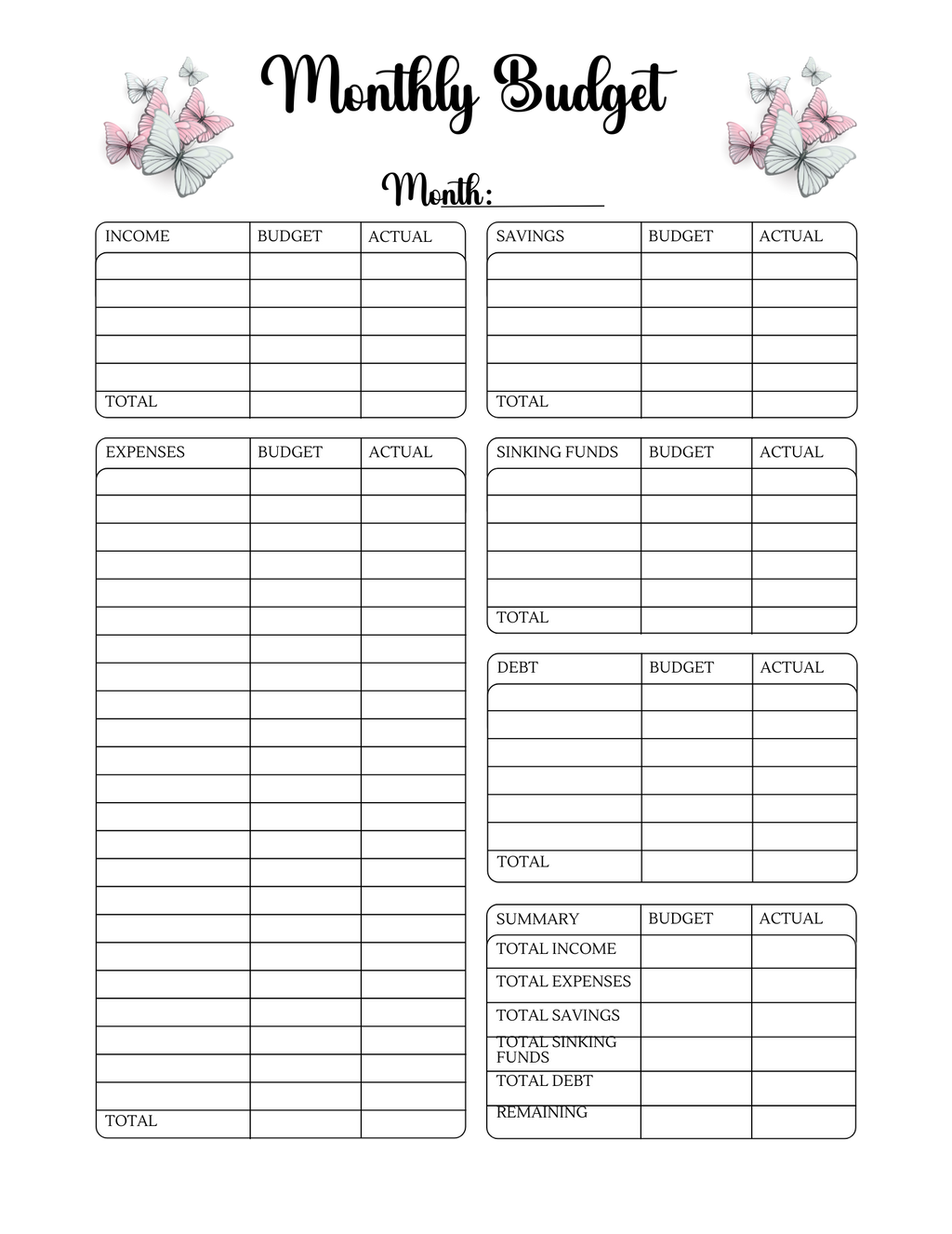 Money Moves Budget Planner (Digital Download / Printable)
