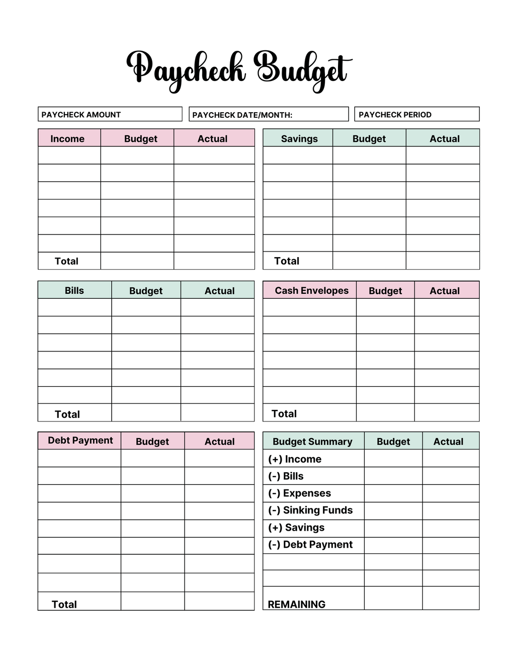 Money Moves Budget Planner (Digital Download / Printable)