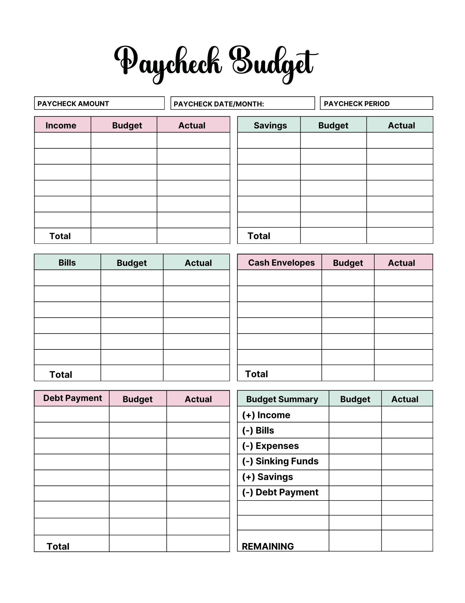 Money Moves Budget Planner (Digital Download / Printable)